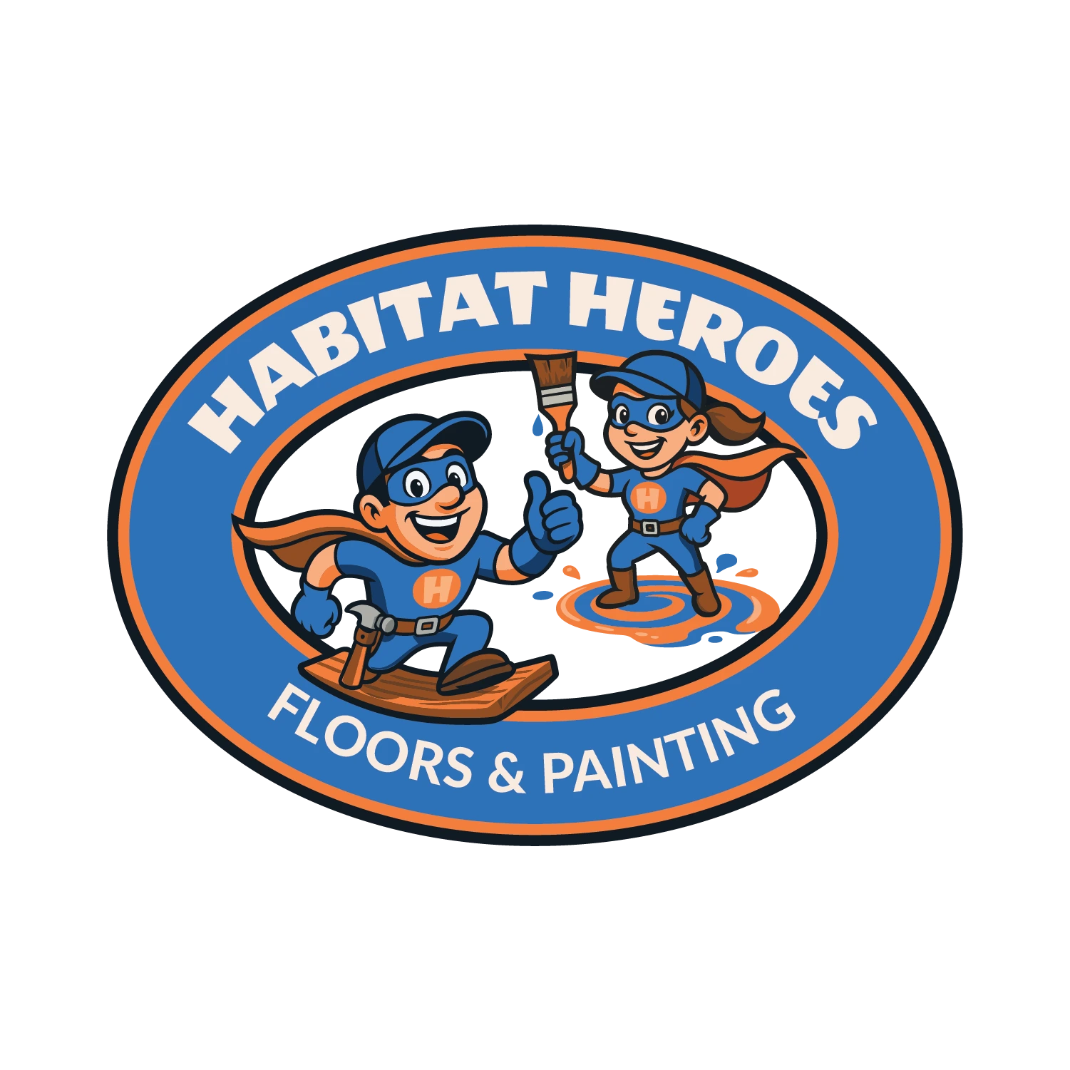 Habitat Heroes floors and painting logo