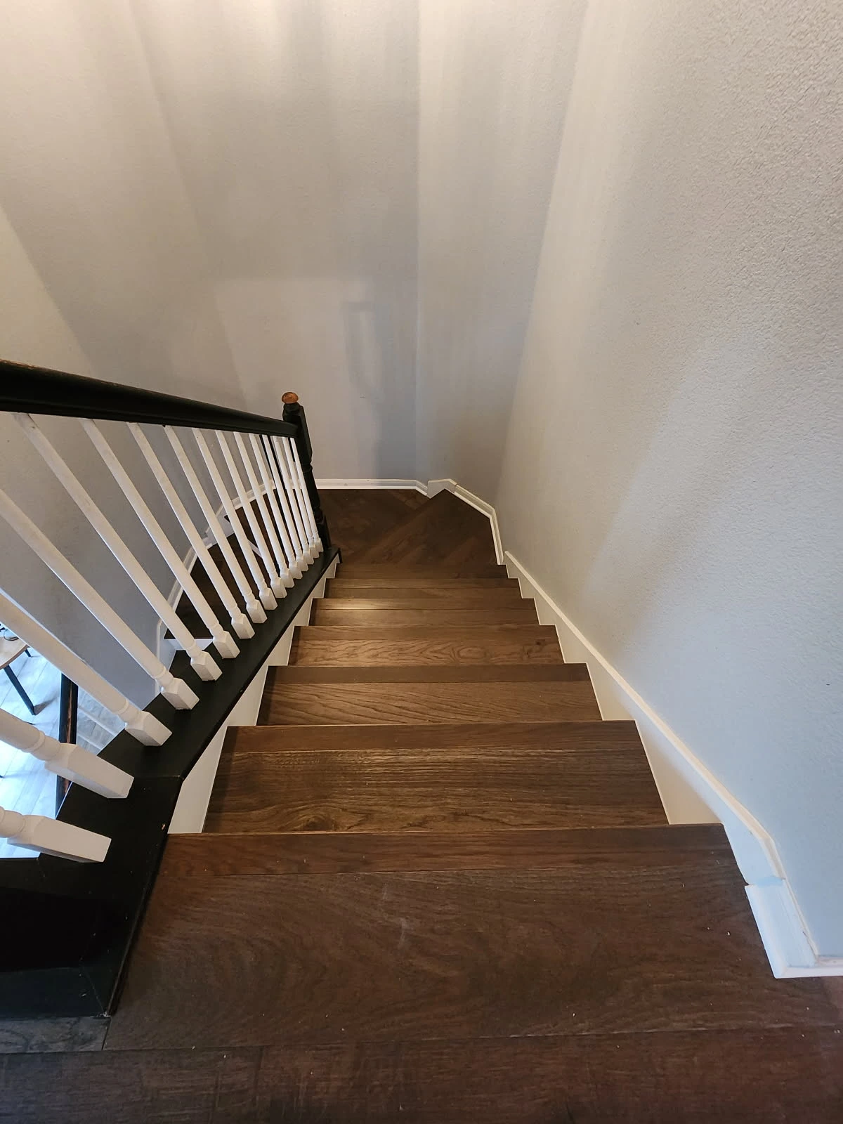 Prefinished Hickory flooring installed on stairs in Round Rock Tx