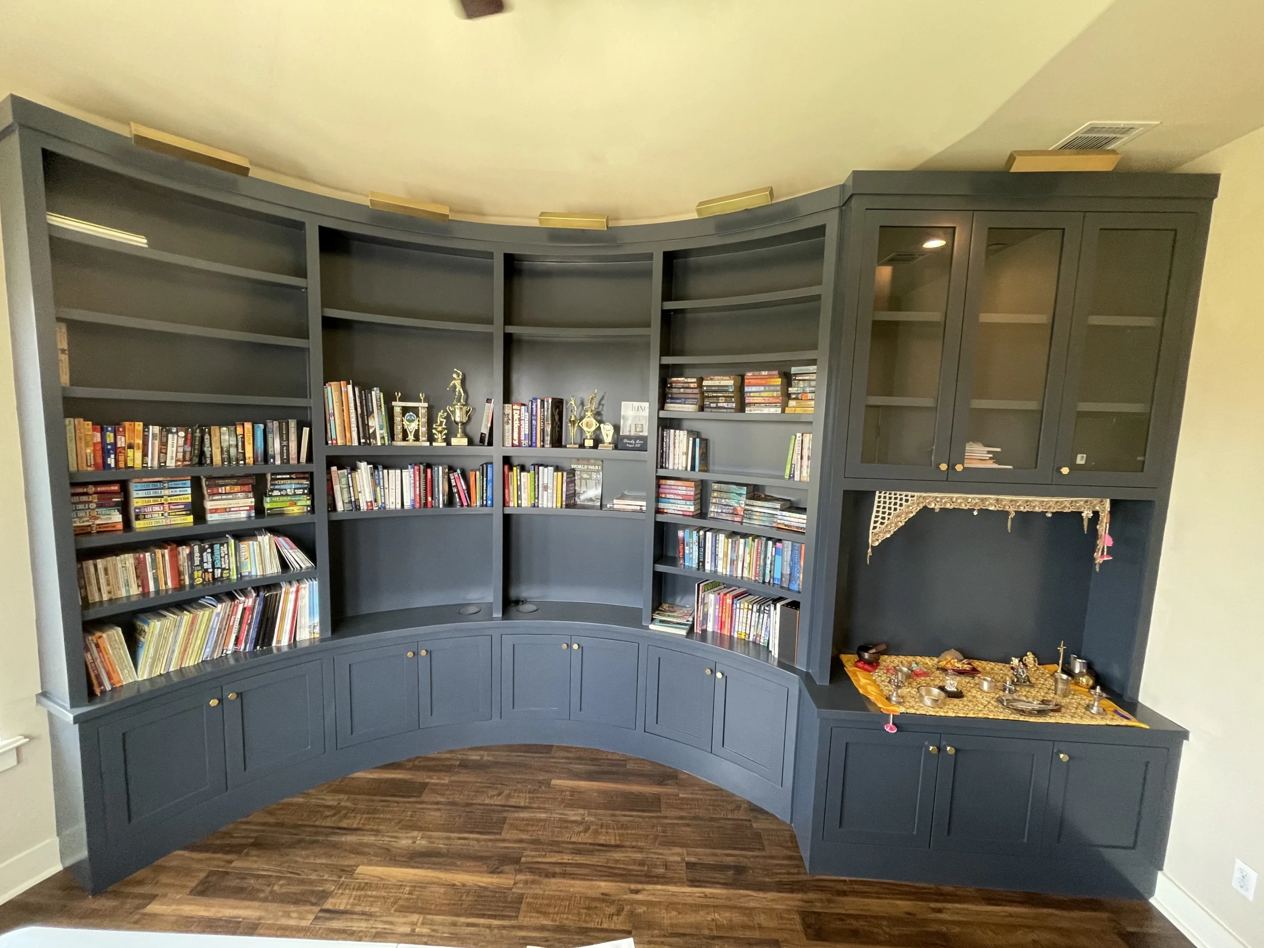 Curved custom cabinet built in Austin Texas
