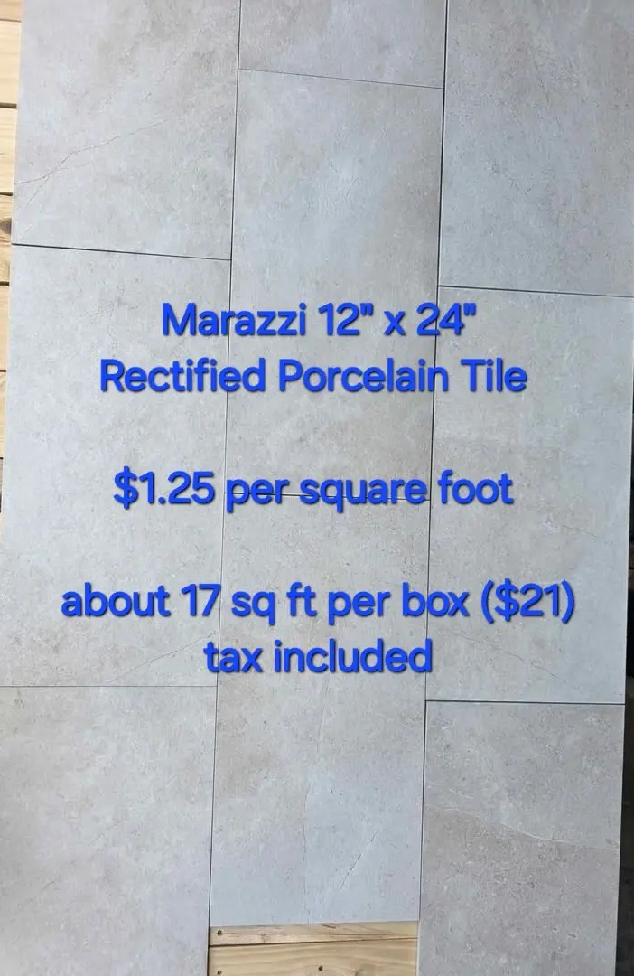 A photo of Marazzi 12" x 24" rectified porcelain tile for sale