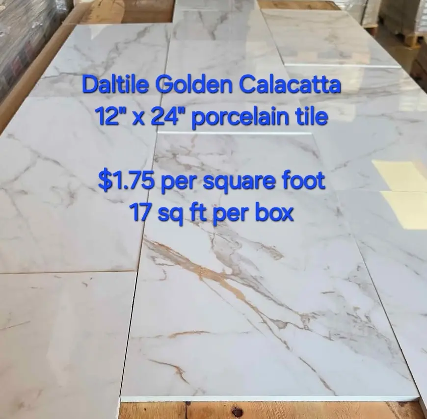 A photo of Daltile Golden Calacatta porcelain tile for sale
