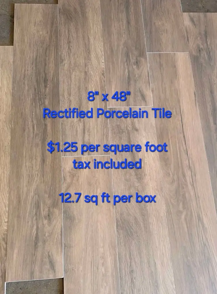 A photo of 8x48 rectified porcelain tile wood look porcelain tile for sale