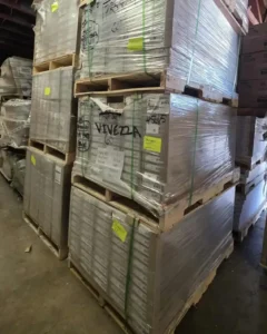 A photo of pallets of flooring and tile